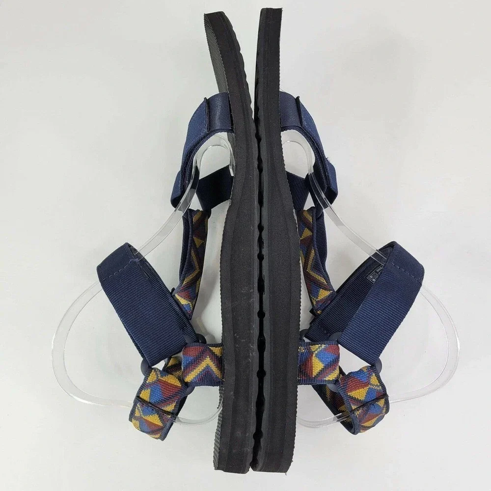 Teva Navy Blue & Black Strappy Sandals with Multicolor Geometric Accent #0739